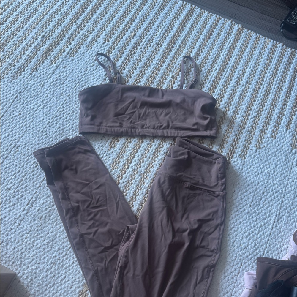 Aojox fudge coffee sports bra and legging set